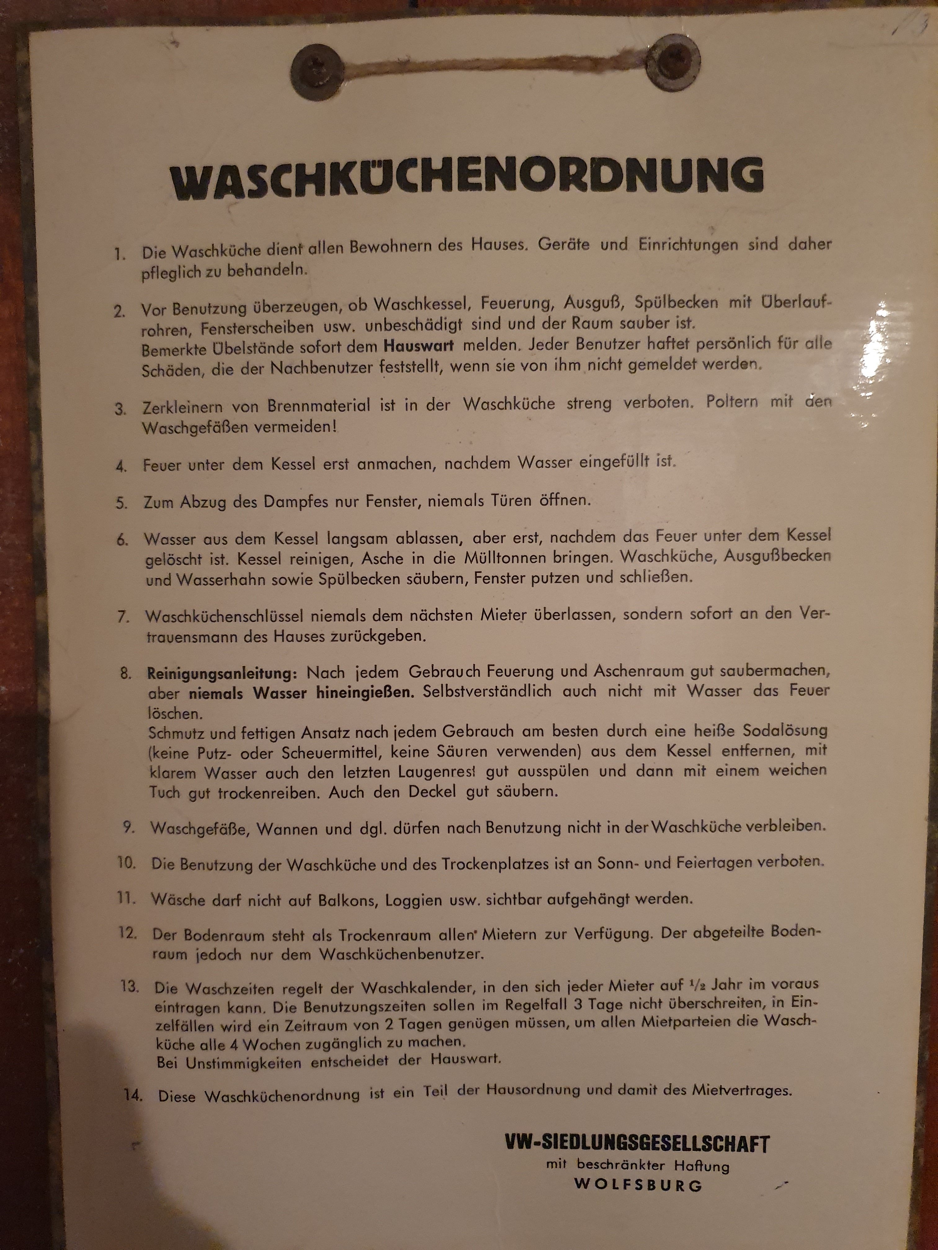 Waschküchenordnung