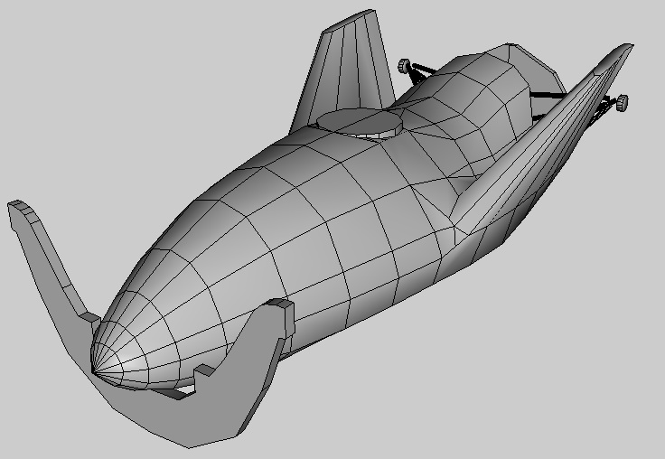 X-38 With Payload bay Holding Collar and Booster/De-orbit unit