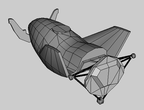X-38 With Payload bay Holding Collar and Booster/De-orbit unit