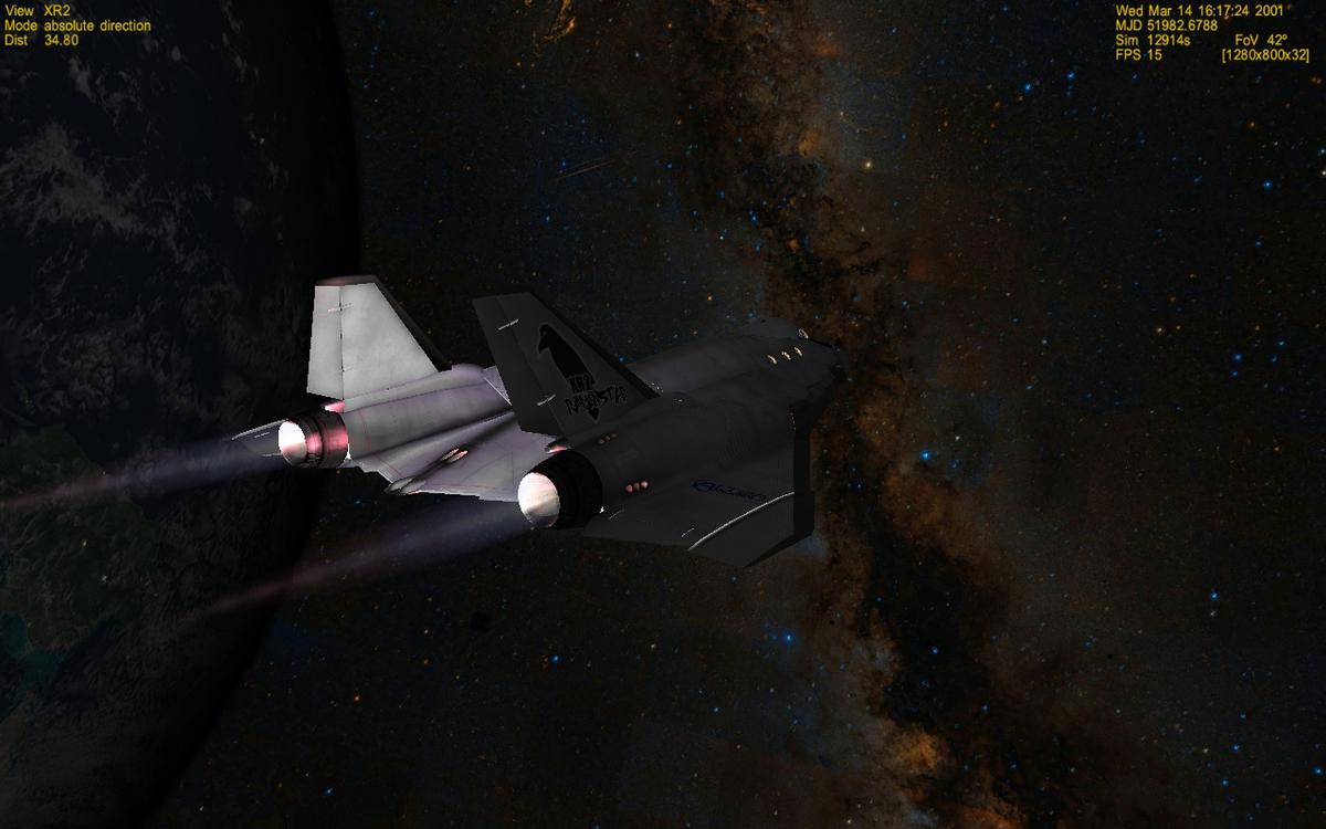 XR2 performing night trans-lunar ejection burn.